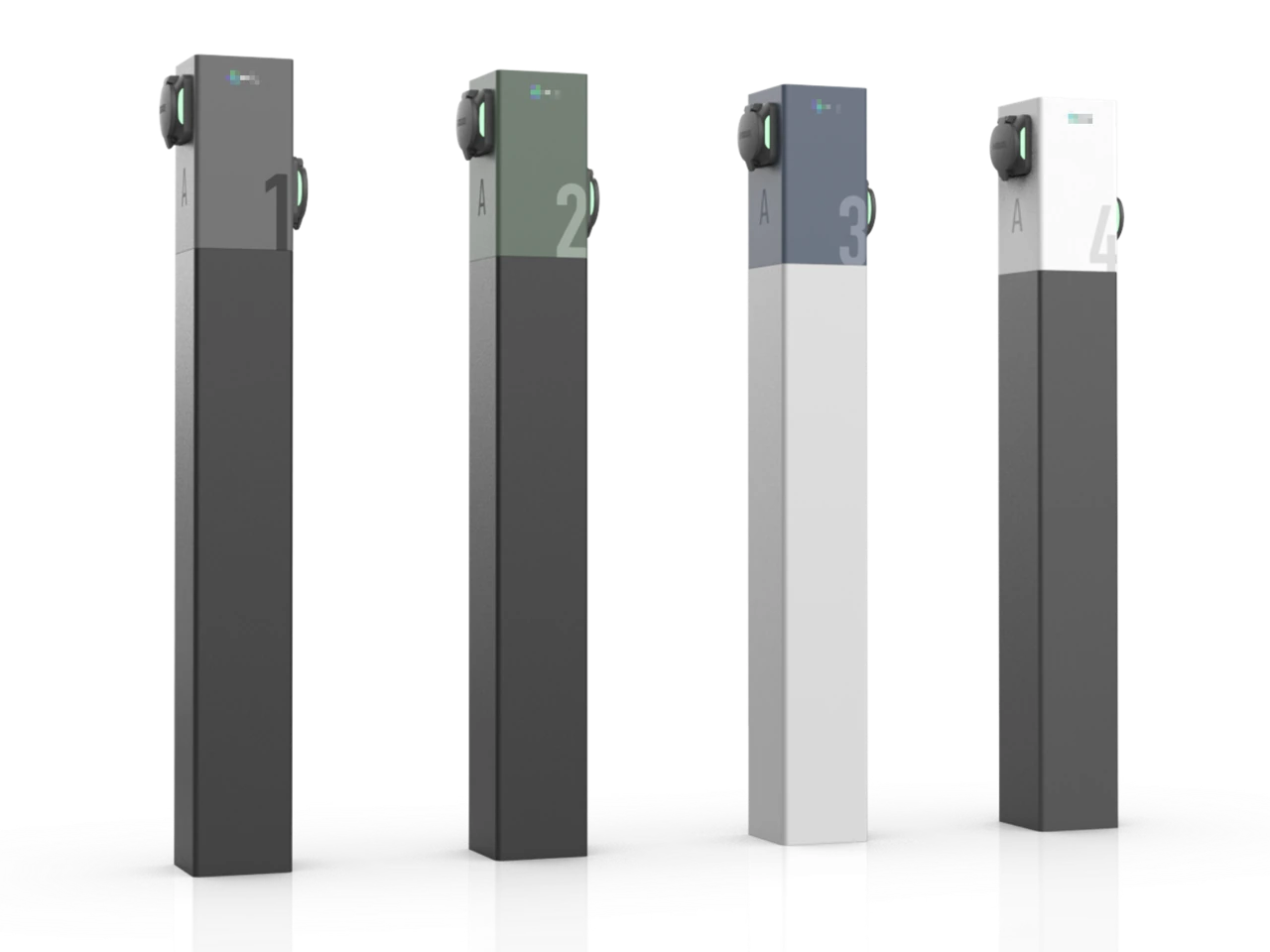 EDP low-cost EV charger render, colour variants